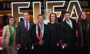 Sheinbaum llega con Brugada, Pablo Lemus y Samuel García a la sede del sorteo del Mundial 2026