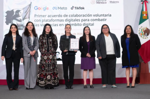 Gobierno firma primer acuerdo con Google, Meta y TikTok para combatir violencia digital contra las mujeres